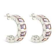 Nyssa Bezel CZ Station Hoop Earrings