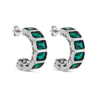 Nyssa Bezel CZ Station Hoop Earrings