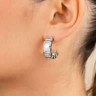 Nyssa Bezel CZ Station Hoop Earrings
