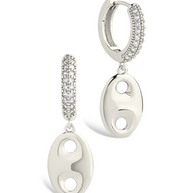 Bliss CZ Anchor Chain Micro Hoop Earrings