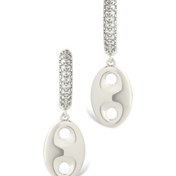 Bliss CZ Anchor Chain Micro Hoop Earrings