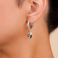 Bliss CZ Anchor Chain Micro Hoop Earrings