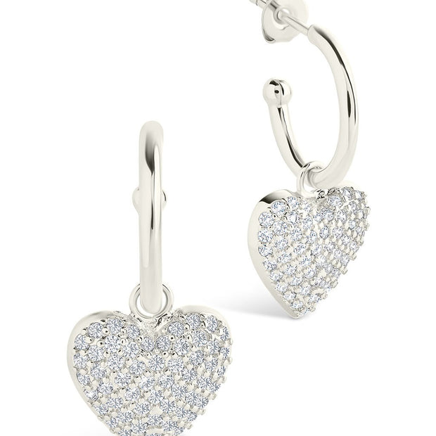 Disco Heart CZ Micro Hoop Earrings