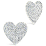 Disco Heart CZ Statement Stud Earrings