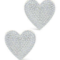 Disco Heart CZ Statement Stud Earrings