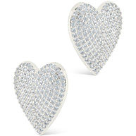 Disco Heart CZ Statement Stud Earrings