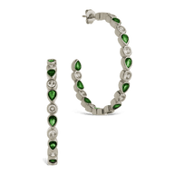 Bezel Set Mixed CZ Hoops