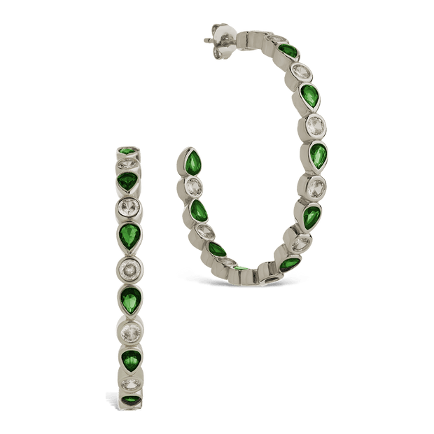 Bezel Set Mixed CZ Hoops