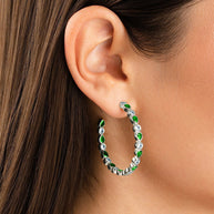 Bezel Set Mixed CZ Hoops