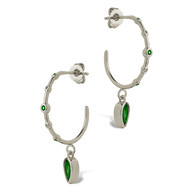 Bezel CZ Station Hoop Earrings