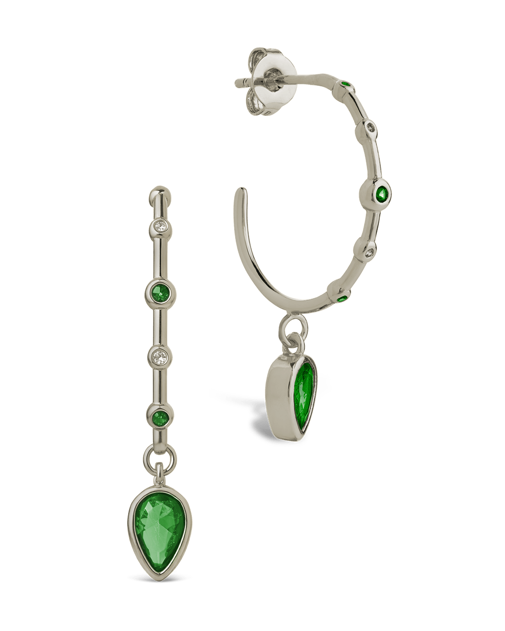 Bezel CZ Station Hoop Earrings