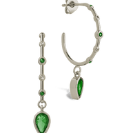 Bezel CZ Station Hoop Earrings