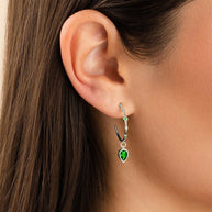 Bezel CZ Station Hoop Earrings