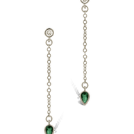 Delicate Chain Link CZ Drop Earrings