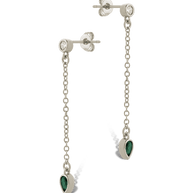 Delicate Chain Link CZ Drop Earrings