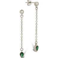 Delicate Chain Link CZ Drop Earrings