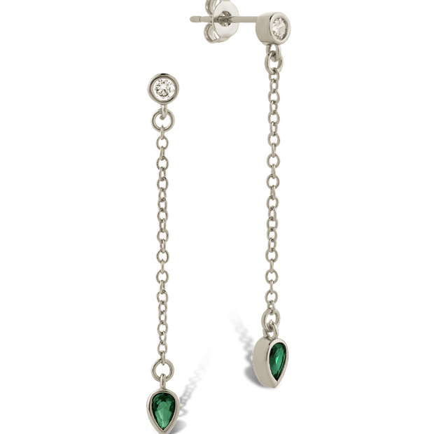 Delicate Chain Link CZ Drop Earrings