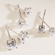 Sterling Silver CZ Stud Earring Set