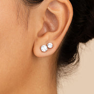 Sterling Silver CZ Stud Earring Set