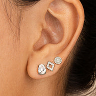 Sterling Silver CZ Geo Stud Set of 3