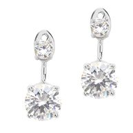 Sterling Silver Brilliant CZ Stud Jacket Earrings