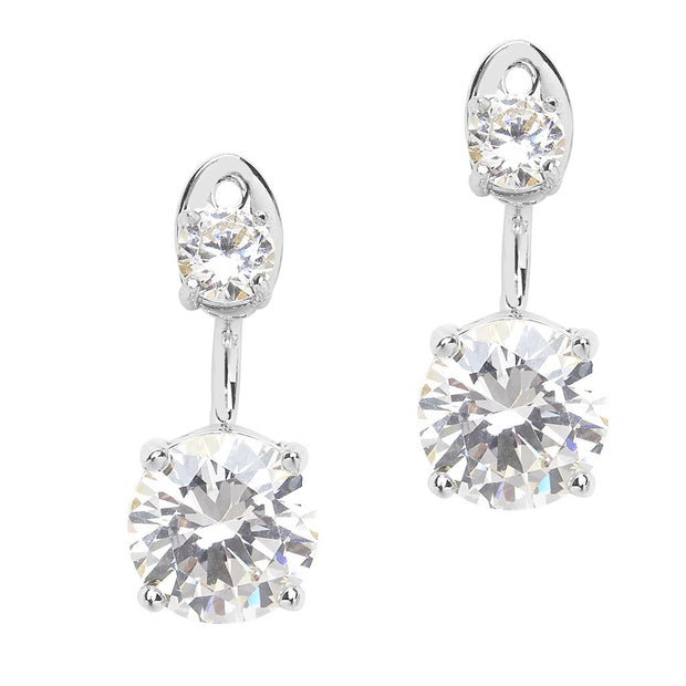 Sterling Silver Brilliant CZ Stud Jacket Earrings