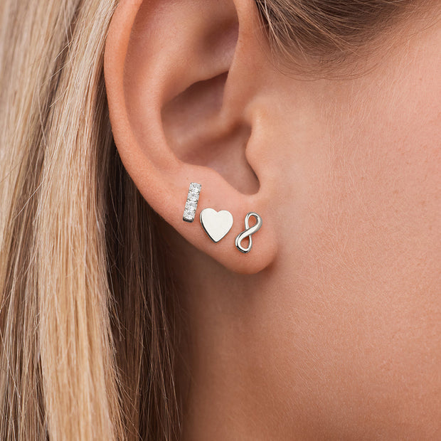 Sterling Silver Heart & Infinity Earring Set of 3