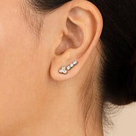 Sterling Silver 2pc Bezel Stud Set