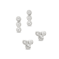 Sterling Silver 2pc Bezel Stud Set