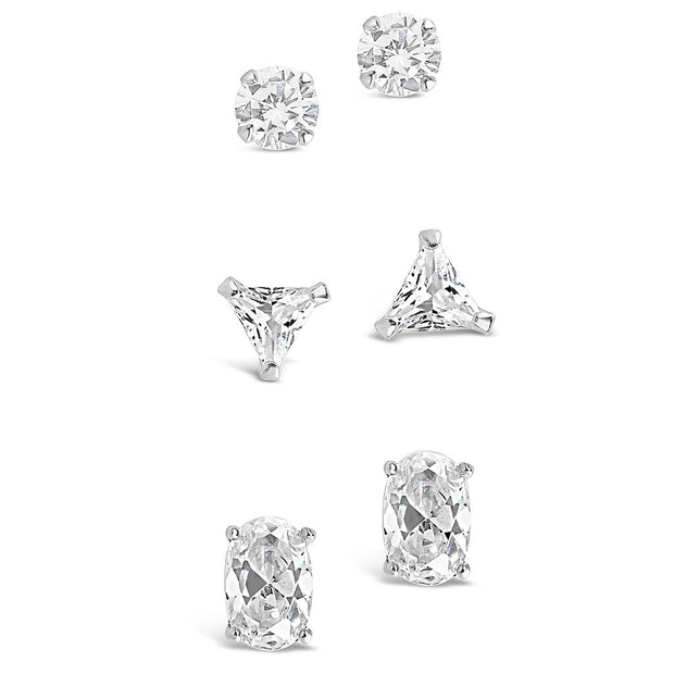 Sterling Silver Everyday CZ Stud Set of 3