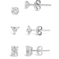Sterling Silver Everyday CZ Stud Set of 3