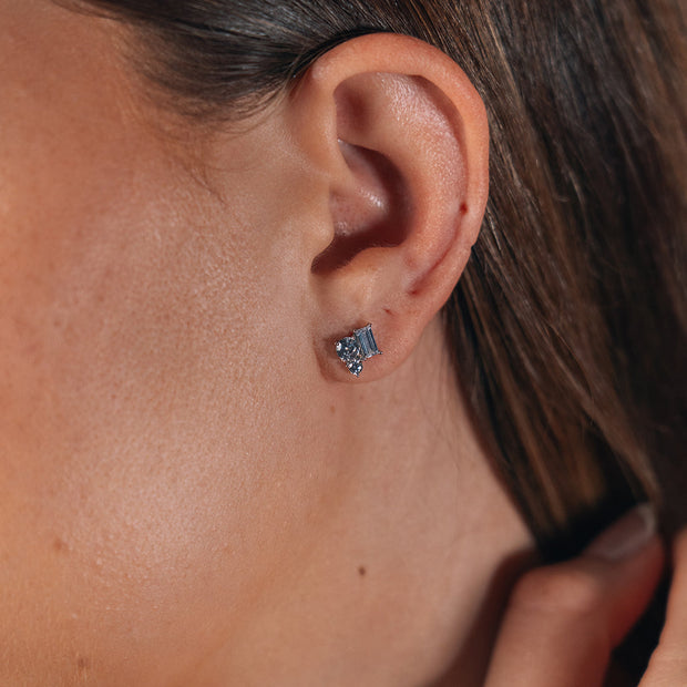 Sterling Silver CZ Cluster Studs