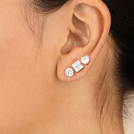 Sterling Silver Statement CZ Stud Set of 3