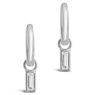 Sterling Silver Baguette CZ Micro Hoops