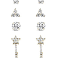 Sterling Silver 4pc Everyday CZ Earring Set