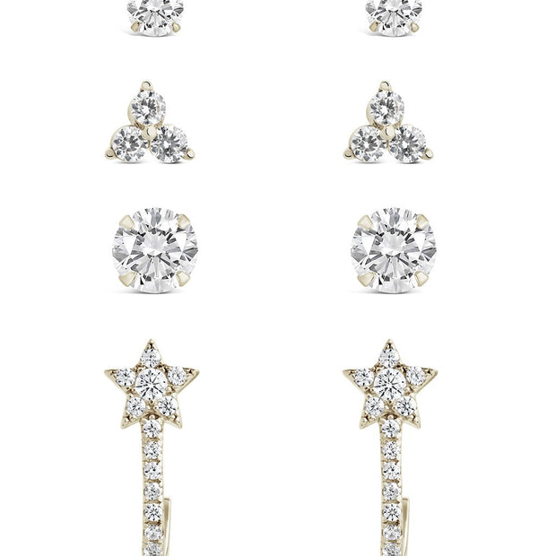 Sterling Silver 4pc Everyday CZ Earring Set