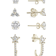 Sterling Silver 4pc Everyday CZ Earring Set