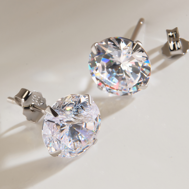 Sterling Silver 8mm CZ Stud Earrings