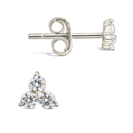 Sterling Silver CZ Pyramid Stud Earrings
