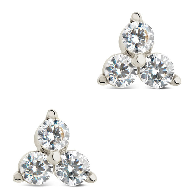 Sterling Silver CZ Pyramid Stud Earrings