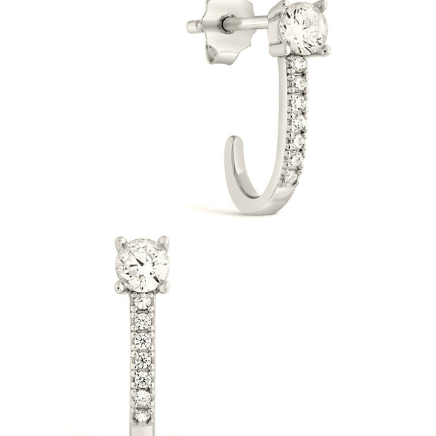 Sterling Silver CZ Suspender Stud Earrings