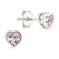 Sterling Silver Bezel Set CZ Heart Studs