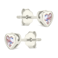 Sterling Silver Bezel Set CZ Heart Studs
