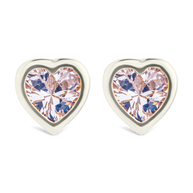 Sterling Silver Bezel Set CZ Heart Studs