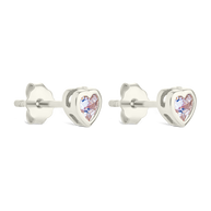 Sterling Silver Bezel Set CZ Heart Studs