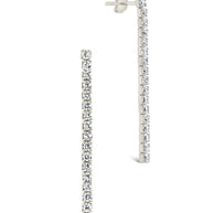 Sterling Silver CZ Linear Drop Earrings