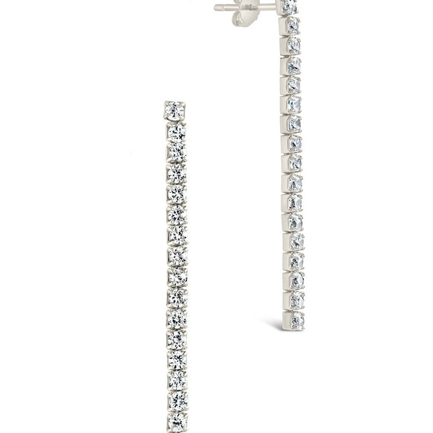 Sterling Silver CZ Linear Drop Earrings