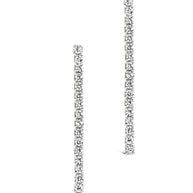 Sterling Silver CZ Linear Drop Earrings