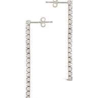 Sterling Silver CZ Linear Drop Earrings