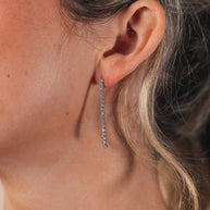 Sterling Silver CZ Linear Drop Earrings